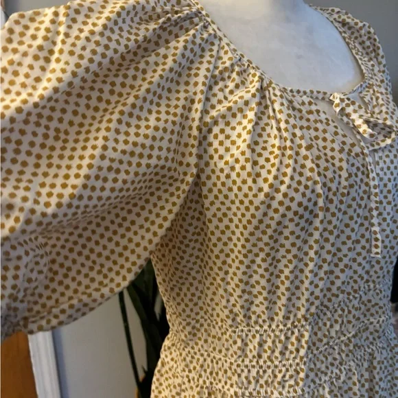 Anthropologie Cream Polka-Dot Puff-Sleeve Tiered Maxi Dress - Picture 5 of 9
